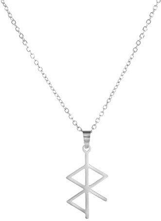 Amaxer Skandinavisches nordisches Runenamulett für Liebes- und Friedenshalskette Wikinger-Runen-Edelstahl-Schmuck-Geschenk-Halskette für Frauen und Mädchen (Silber)