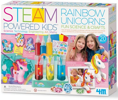 4M | STEAM Powered Kids | Rainbow Unicorns | Giant Unicorn Themed Arts and Crafts and STEM Projects Kit | Kids Ages 5+, Pink