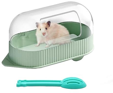 Hamiledyi Hamster Sand Bath Container Box Syrian Hamster Bathroom Half Transparent Bathtub for Dwarf Hamster Rat Gerbil