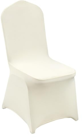 VEVOR Stuhlhussen für Klappstühle aus Elastischem Spandex, Universell Passender Stuhlbezug, Abnehmbare &Waschbare Schonbezüge, für Hochzeiten, Partys, Feiern, Essen (50 Stück, Beige)