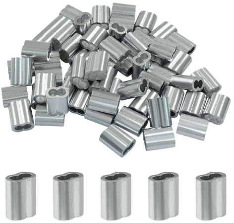Cjueiom Aluminum Crimping Loop Sleeve, 1/8 Inch / 3mm, 50Pcs