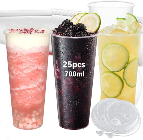Xsdgi Vasos de plástico 700 ml, 25 unidades: vasos desechables para fiestas, fabricados en polipropileno, fáciles de limpiar, resistentes a roturas, para bebidas, uso doméstico y eventos.