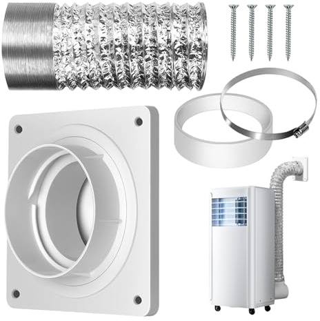 Kit Ventilazione Asciugatrice - Connettore Portatile per Aria Condizionata con Tubo Montaggio a Parete | Pannello Sostitutivo per Ventilatori da Cucina Bagno Lavanderia