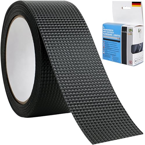cocofy Halkfritt universalband i gummi, svart, självhäftande gummiremsor, 5 x 301 cm, icke-slipande, vattentät, BPA-fri [Nyhet 2025]
