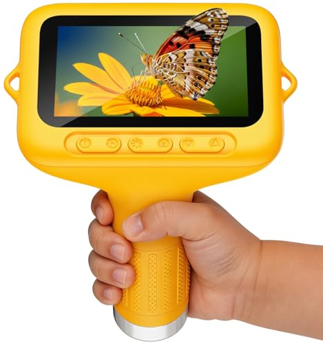 Eyoushow Microscopio para Niños, 1080P HD 3.0 IPS Pantalla Portatil Microscopio, Con 8 Luces LED, 1000X Ampliado, Microscopio Digital Ciencia Educación Diversión Regalos de Cumpleaños 3-12 Años Niños