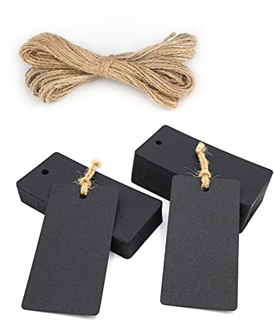jijAcraft 100 pcs étiquettes pour cadeau papier kraft, de mariage rectangle, étiquette de bagage, étiquettes de cadeau bonbonnière dragées avec 100 pieds de ficelle de jute