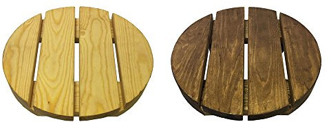 Round Wooden Plant Pot Caddy - Heavy Duty Plant Pot Wheels/Plant Pot Mover - Wooden Plant Pot Trolley/Plant Pot Dolly (18 Diameter, Dark Wood)