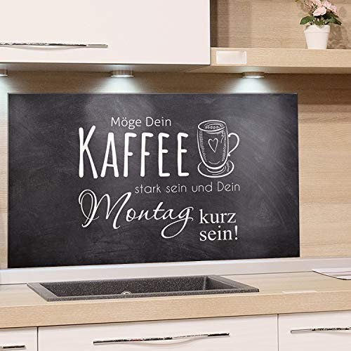 GRAZDesign Küchen Spritzschutz Herd Bar, Nischenrückwand Küche Kaffee, Glasplatte Küche Küchenspruch, Küchenrückwand Glas Grau / 80x60cm