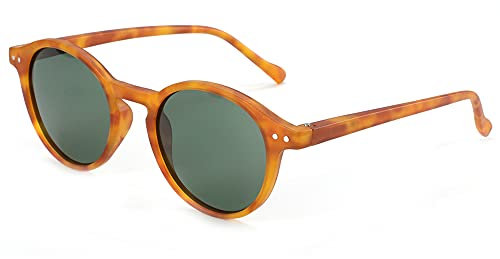 ZENOTTIC Sonnenbrille Polarisiert Rund Retro Klassisch UV 400 Schutz Vintage Rahmen f¨¹r Herren Damen ¡­ (BRAUNES DEMI + GRÜN)