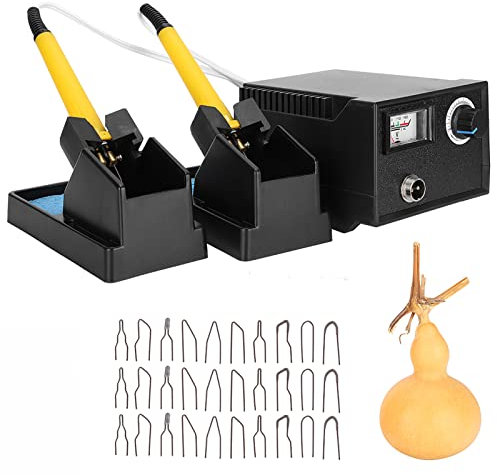 Kit de Quema de Madera de Pirograbado, Profesional Herramienta de Quemador de Madera Temperatura Ajustable Bolígrafo de Hierro Eléctrico Máquina de Pirograbado(estándar europeo)