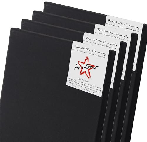 Art-Star 4X University Black KEILRAHMEN 50x70 cm | Schwarze Leinwände auf Keilrahmen 50x70 cm | Leinwandtuch vorgrundiert, malfertige bespannte rechteckige Keilrahmen mit Leinwand zum malen