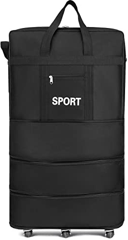 HUIOP Bolsa de maleta expandible plegable con ruedas para viajes, negocios, bolsa de maleta, Black, 25inch