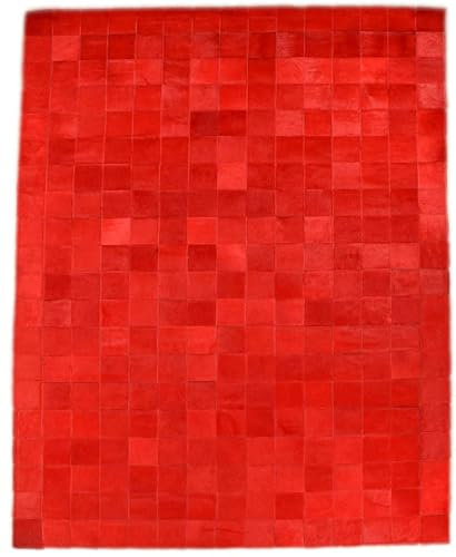 Kuhfelle Online & Nomad KUHFELL Teppich Patchwork ROT 150 x 200 cm FELLTEPPICH AUS ECHTEM KUHFELL RINERFELL IN VERSCHIEDENEN GRÖßEN (rot, 150 x 200)