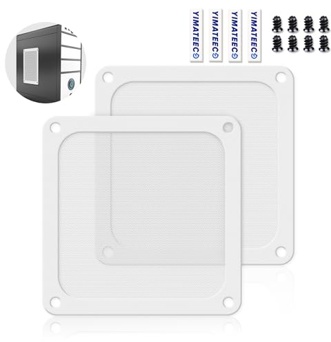 YIMATEECO Dammfilter fläktskydd PC 140 mm magnetiskt dammfilter för datorkylfläkt fläktgaller, PVC 50 maskor fläkt, PC-kylare, dammtät (PVC PRO, 140 x 140 mm, 2 stycken, vit)