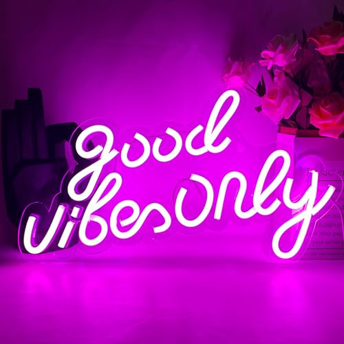 UExnkj-Y Good Vibes Only LED-skylt rosa neonskylt LED neonskylt bokstav väggdekor LED skylt akryl ljusskylt neonljus för sovrum vägg bar party dekor