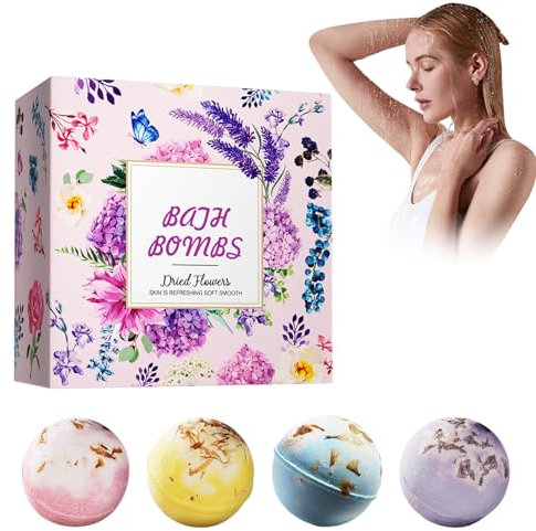 Badekugeln, 4 Stück Bath Bombs, Handgefertigtes Badekugeln, Badebomben Geschenkset, Badekugel Mit Rein Natürlichen Ätherischen Ölen, Für Schaumbad Und Natürliche Ätherisches Öl Spa (4 * 100g)