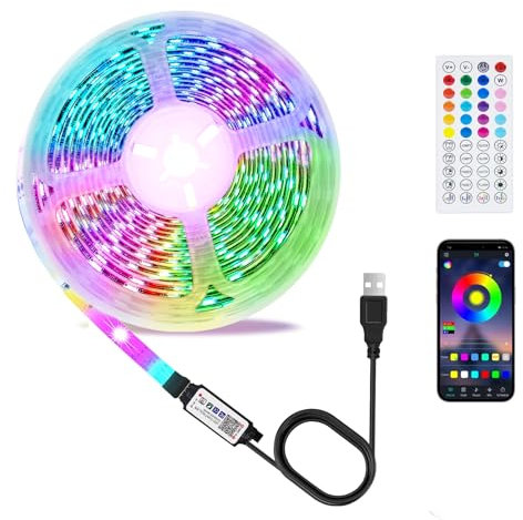 TK99SW LED TV Backlights, USB 3m for 32-60 inch TV Behind Lighting with Smart APP and Remote Control Bluetooth RGB LED Strip Lights Color Changing Music Sync for Home Christmas Decoration