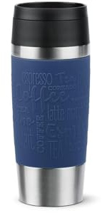 Tefal Travel Mug Classic Blue, Comfort Screw Lid, Quick Press, Soft-Touch Sleeve, Travel-Ready, Reusable, 100% Leak-Proof, Keeps Drinks Cold (8 hrs) and Hot (4 hrs), 360° Drinking, N2020310