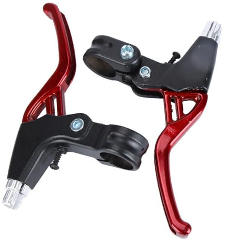 1 Pair Bicycle Brake Levers Hand Brakes Universal Aluminium Mountain Bike Brake Clutch Levers Brake Handle for MTB Mountain Bike Road Bicycle 22mm Diameter (Black and red)