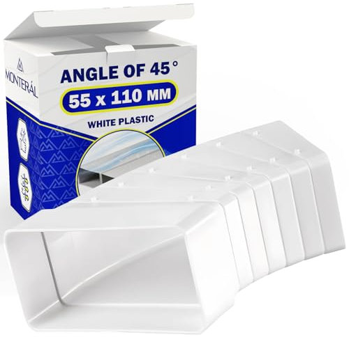 Curva Orizzontale a 45° per Tubo Rettangolare con Dimensioni 55 x 110 mm Fornisce una Chiusura Ermetica - Garanzia di 10 Anni - MONTERAL