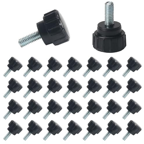 KINDPMA 30 Tornillos M4 x 10 mm de Mango Perillas de Apriete Tornillo Moleteado de Cabeza Redonda de Plástico Tornillos de Fijación para Máquinas Herramientas, Muebles, Dispositivos Electrónicos