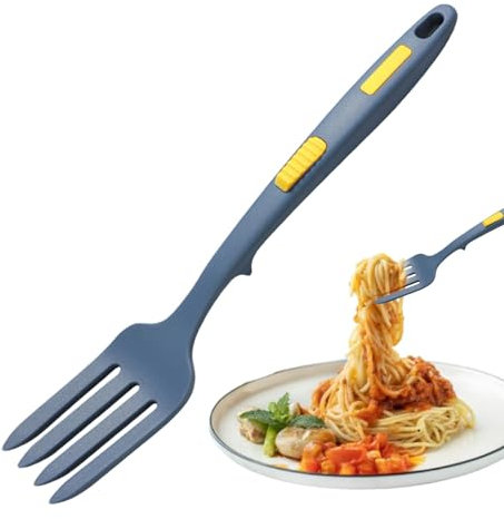 Forchette da cucina grandi in silicone, multifunzionali, resistenti al calore, in plastica, antiaderenti, per cucina, cottura e, blu scuro