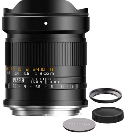 TTArtisan Objetivo ultra gran angular de 14 mm F2.8 Full Format con MFokus ASPH 114° 77 mm campo de visión exterior para cámaras con RF-Mount EOS R RP R5 R5C R6 R6 R6 Mark II R3 R8 etc