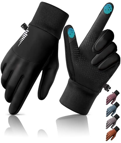 rivmount Water-Resistant Winter Gloves with Touch Screen/Windproof/Warm, Thermal Glove Suit for Women Men Cold Weather Running, Cycling, Hiking, Bike, Ski, Snow, Driving, Work, Outdoor (Black, L)