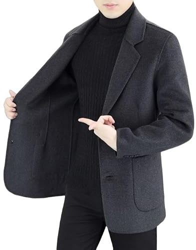 LIUYUYOUGO Americana Hombre Chaqueta De Tweed para Hombre Blazer Informal Elegante Clásico Ajustado A Medida Abrigo Deportivo De 2 Botones Chaqueta De Traje De Mezcla De Lana Vestir Abr
