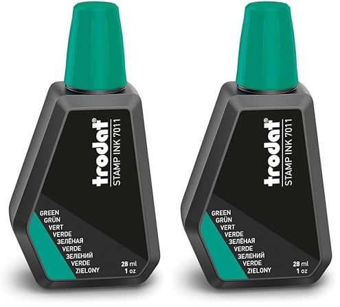 Trodat 7011 Tinta para Sellos de Entintado Manual, 28ml, Verde (Paquete de 2)