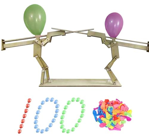 DAWCBVJQ Holz Fechten Puppen Spiel Mit 100 Luftballons 20x10x13cm Balloon Bamboo Man Battle, Hölzerne Fechtpuppen, Handmade Wooden Fencing Puppets, Ballon Bambus Mann Schlacht, Holz-Bots-Kampfspiel