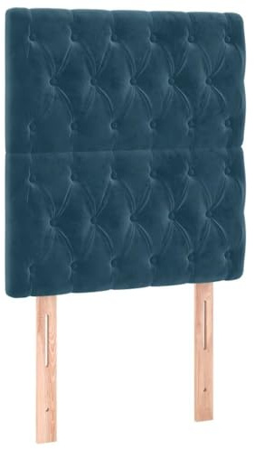 SooIarix Huvudgavel mörkblå 80 x 7 x 118/128 cm sammet med träben, höjdjusterbar, mjuk väggkudde för säng, väggkudde självhäftande, dekorativ och stabil för sovrumskomfort