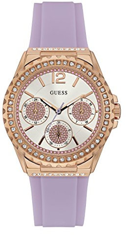 Guess Damen Multi Zifferblatt Quarz Uhr mit Silikon Armband W0846L6