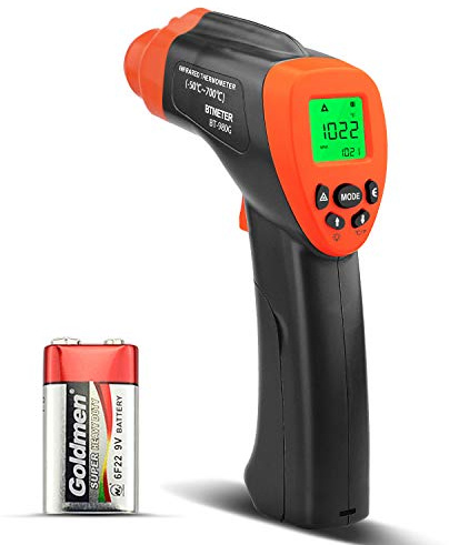 BTMETER BT-980G kontaktlös infraröd termometer -50 °C till 700 °C, digital laser, temperaturpistol 16:1 temperaturmätare för matlagning, pizzaugn, industri, frys (inte för människor)