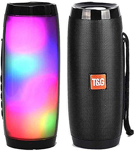 ELLENNE CASSA SPEAKER BLUETOOTH LUCE LED RGB RICARICABILE 10W ALTOPARLANTE WIFI RADIO (Nero)