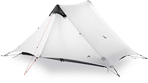 3F UL GEAR lanshan 2 Tent 2 Person Oudoor Ultralight Camping Tent 3 Season Professional 15D Silnylon Rodless Tent 4 Season (2P Gray 3 Season)