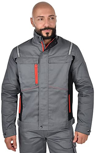 BWOLF Veste de Travail Raptor 100% Coton - pour Homme - Multifonctionnelle - avec Poches Multifonctions - Bandes réfléchissantes, Gris, M