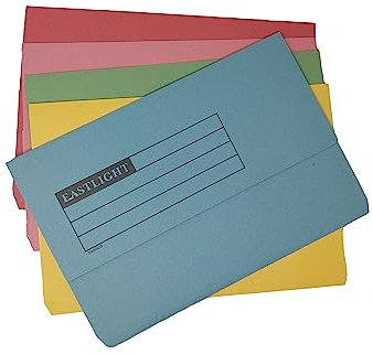 Eastlight Document Wallet Foolscap (Pack 50) Assorted Colours 100% Recycled Paper Manilla
