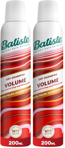 Batiste Dry Shampoo and Volume 200ml, Hair Benefits with Plumping Collagen, No Rinse Spray to Refresh Hair in Between Washes (Pack of 2)