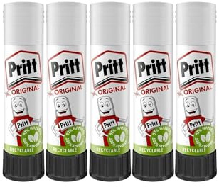ZYBUX - PRITT Glue Sticks (5 Pack, 11g) - 90% Natural, Strong Hold, Child-Friendly Adhesive for Home, School, Office, and Crafts