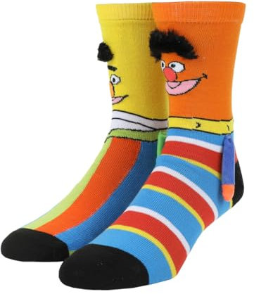 Sesamstraße Bert & Ernie Damen Casual Crew Socken mit 3D-Armen & magnetischen Händen, Mehrfarbig, Einheitsgröße