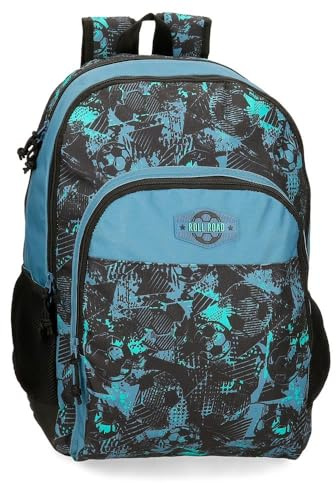 Roll Road Soccer Mochila Escolar, Negro, 33x44x17 cms