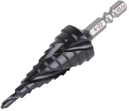 Vearter Foret étagé 4-22 mm en métal - 10 niveaux - Foret conique à métal HSS M35 cobalt TiAlN - Foret à tige hexagonale pour acier inoxydable, tôle d'aluminium, fer, plastique, PVC, bois