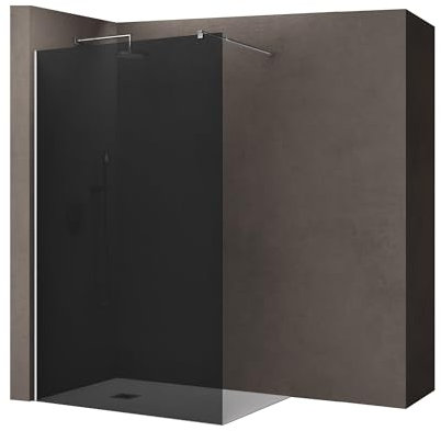 doporro Luxus Duschwand für Dusche Duschabtrennung 140x200cm Walk-In Dusche 10mm ESG-Sicherheitsglas vollgrau inkl. Nanobeschichtung Bremen02VG