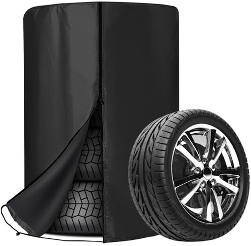 Housse de pneu universelle, 80 x 120 cm Housse de pneu de voiture, housse de protection étanche à la poussière pour pneus de voiture, sacs de pneus universels avec fermeture éclair pour 4 pneus - Noir