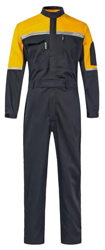 KTWOLEN Combinaison de Travail pour Homme Réfléchissante Vêtement de Travail Cotte Mecanicien Haute Visibilité Tenue Mécanique Combinaison Travail avec Fermeture éclair, Noir, XXL