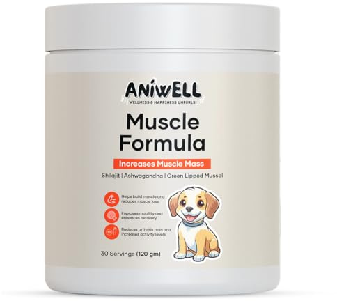 Aniwell Muscle Formula - Advanced Dog Hip and Joint Supplement with Glucosamine,Omega 3,Chondroitin and Green Lipped Mussel, Chews for Small Dogs, Medium Dog and Large Dogs Breeds
