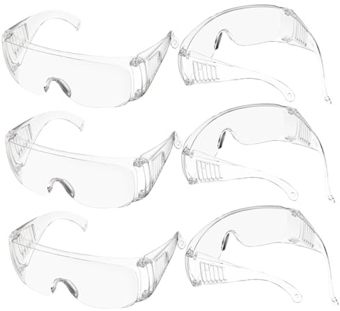 VILLFUL 6pcs Protective Safety Glasses Ventilated Louvered Design, Impact-resistant Lab Eyewear Side Shields for Laboratory and Construction Use