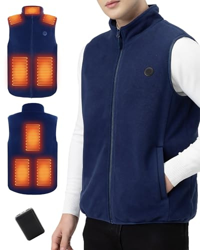 Mincoo Gilet Riscaldato Uomo con Power Bank 5V 10000mAh - Giubbotto Riscaldante con 3 Velocità di Temperatura, Gilet Termico Autoriscaldante per Lavoro all'Aperto, Sci, Escursionismo e Pendolarismo