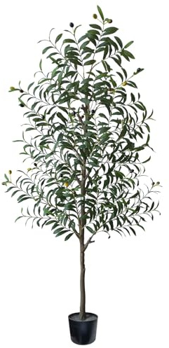 Myutrensty Árbol de olivo artificial de 180 cm, plantas artificiales grandes de olivo artificial para salón, oficina, balcón, decoración de eventos